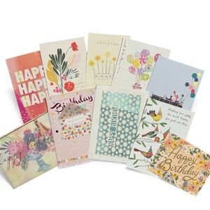 Assorted Birthday Greeting Cards Set - ONE SIDED (blank on one side)
